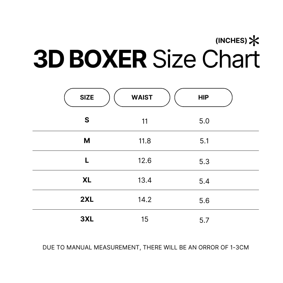 Boxer Size Chart - VanossGaming Shop