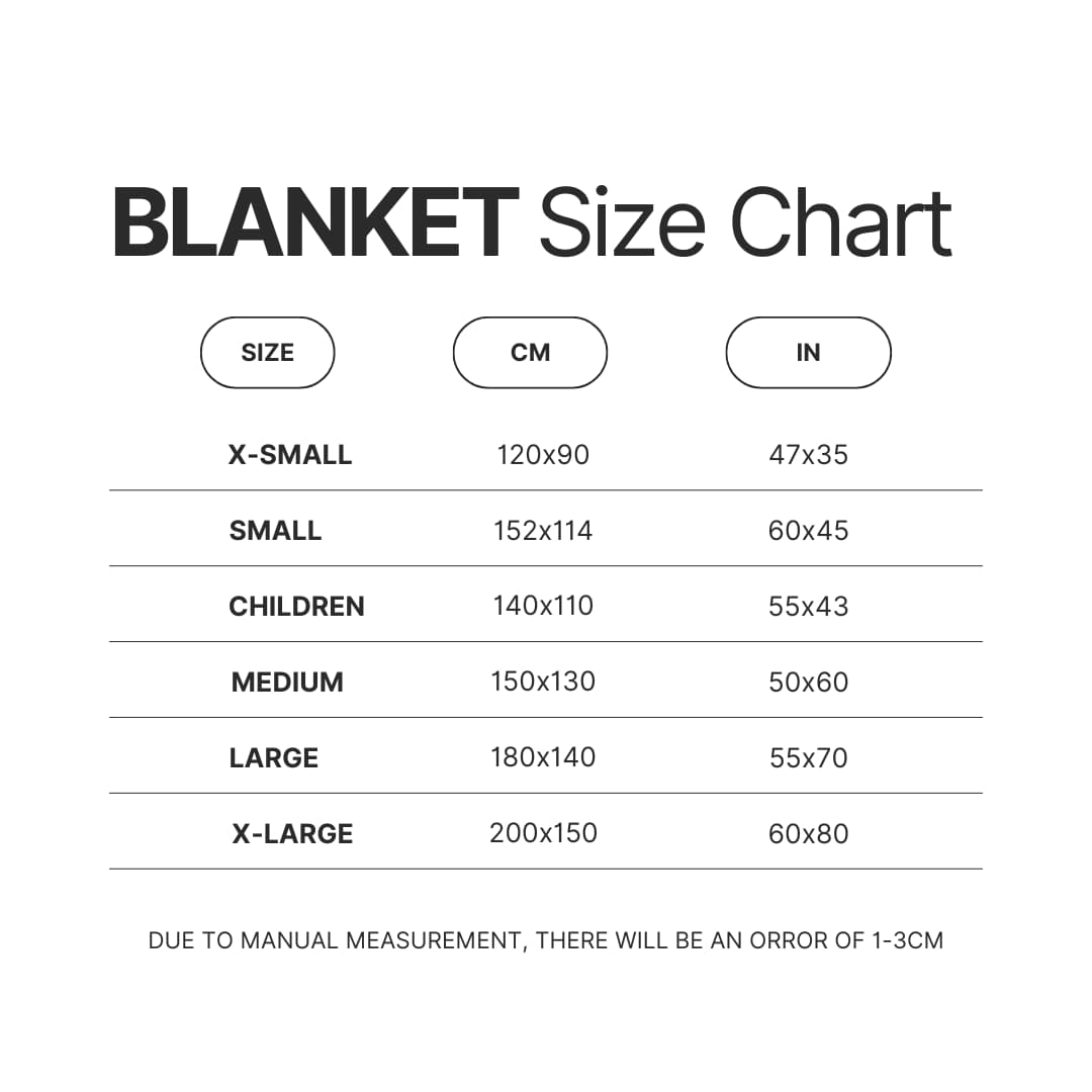 Blanket Size Chart - VanossGaming Shop