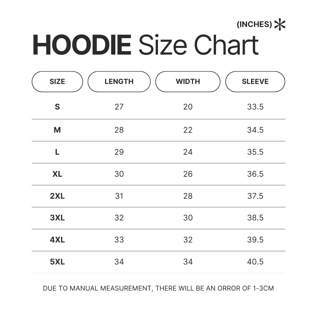 Hoodie Size Chart - VanossGaming Shop