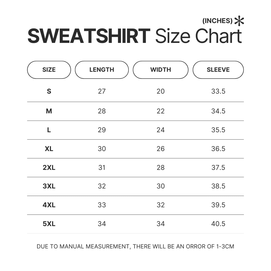 Sweatshirt Size Chart - VanossGaming Shop