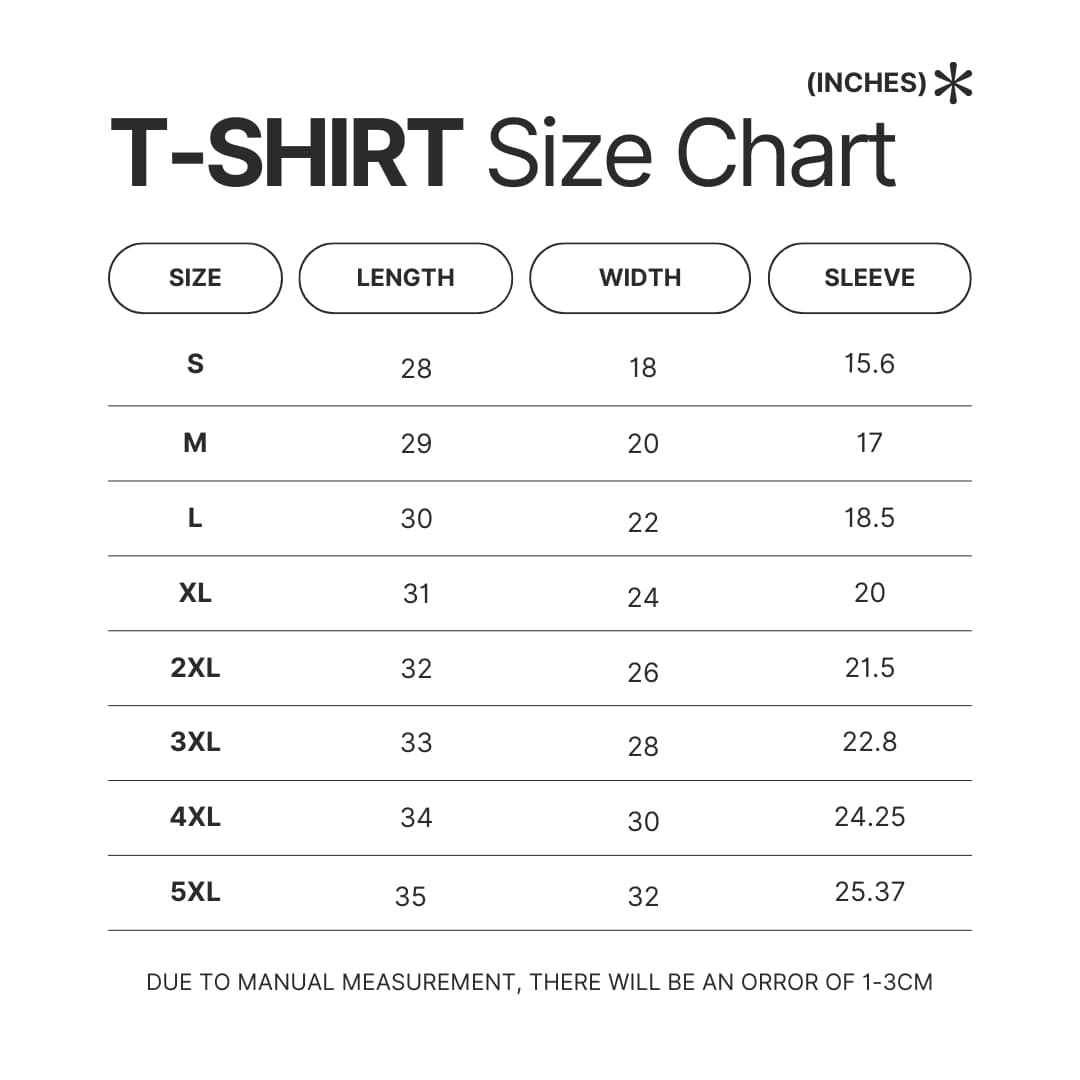T shirt Size Chart - VanossGaming Shop